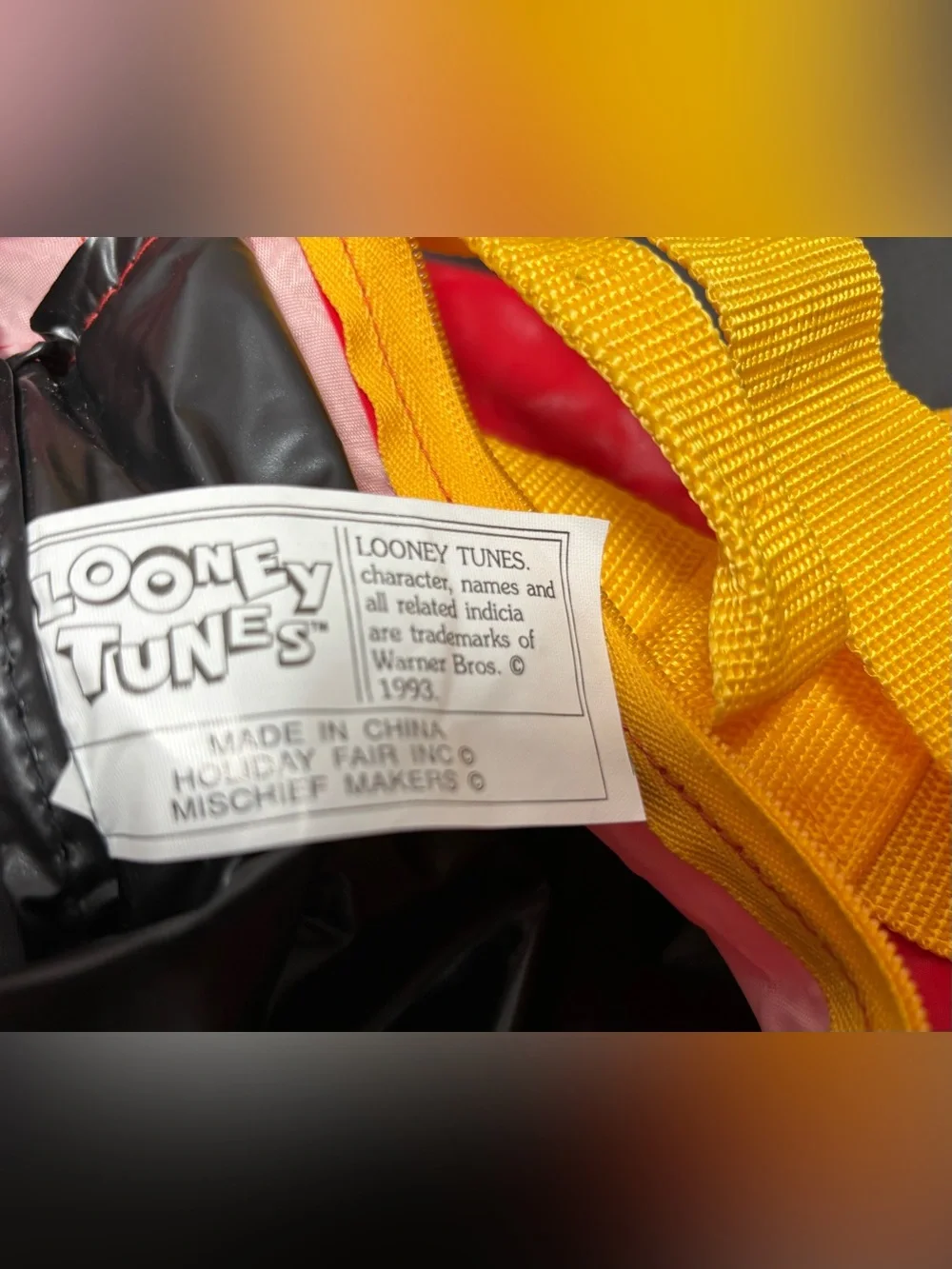 Vintage 1993 Looney Tunes All Stars Basketball Duffle Bag Black